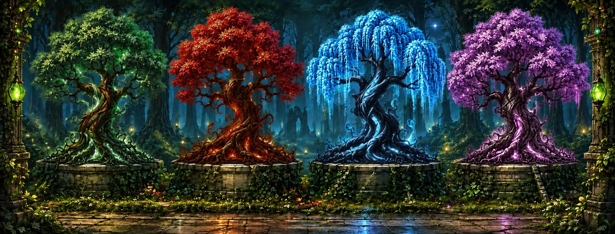 Four ancient essence trees in Essence Valley